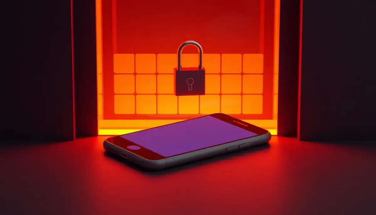 Смартфон перед запертой стеклянной дверью магазина — ограничения официальных приложений